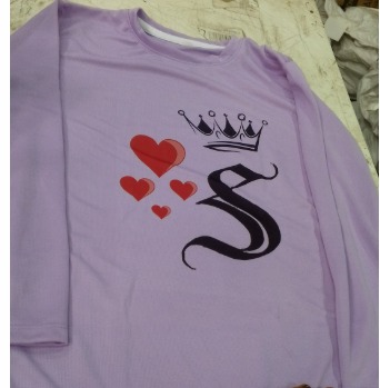 Light Purple Colour Printed Top Full Sleeve Size S