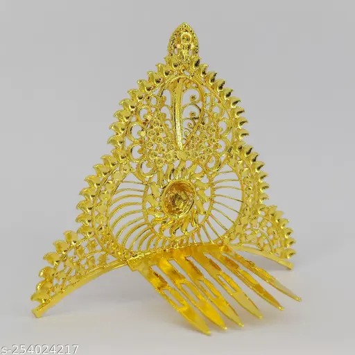 Gold Plated Mukut Crown Golden Tiara Taj Bridal Crown