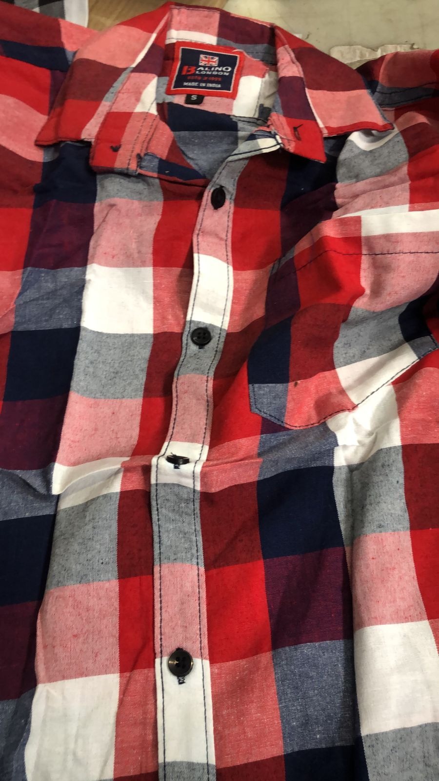 Red Color Check Shirt For Men Size S