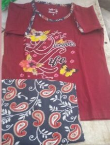 Girls T Shirt With Pajama Set Red Size 8 Years Girl