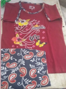 Girls T Shirt With Pajama Set Red Size 8 Years Girl
