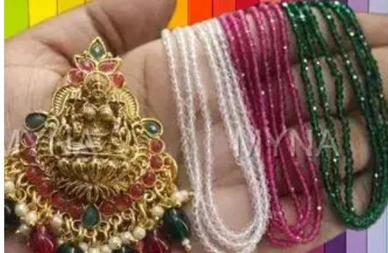 Combo Lakshmi Locket Plus Red Green Chain