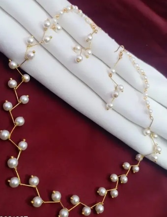 Stylish Chain For Girls White Stone Golden Chain