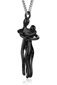 Cute Hug Necklace Pendant Stunning Lovely Black Love Hug Couple Chain Pendant Necklace