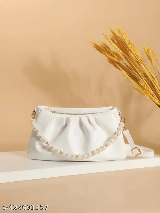 Trendy Classy Attractive Compact Sling Bag White Colour