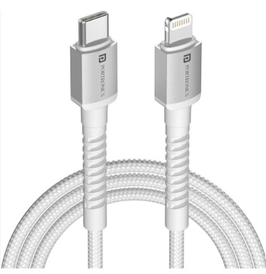 Portronics Konnect X Type C To 8 Pin 27W Fast Charging Cable White