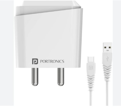 Portronics Adapto 40 M 18W 3A Mach Usb Fast Charging Adaptor Charger Type C In White Colour