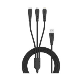 Portronics Konnect A Trio 3 In 1 Multi Functional Cable In Black Colour