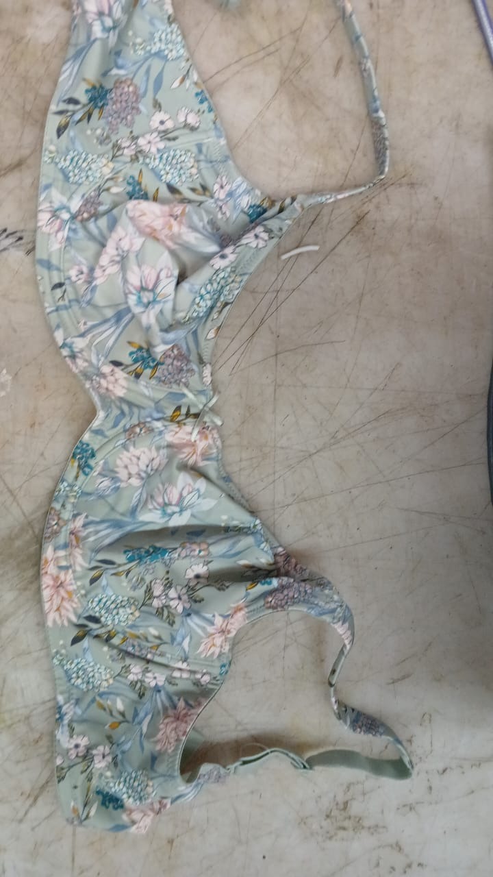 Bra For Women Color Green Printed Size 34