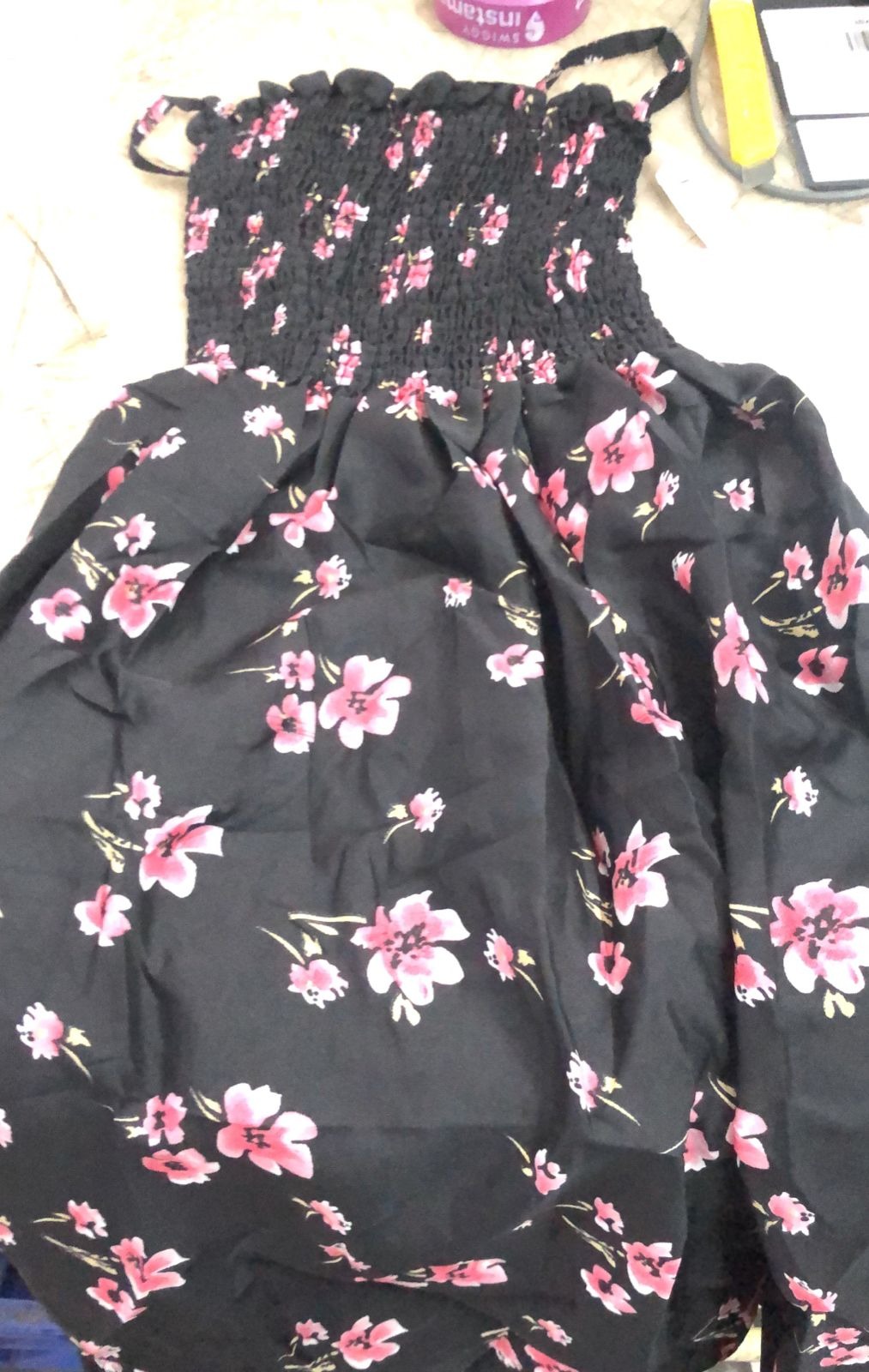 Black Color Flower Printed Frock For Women Size S