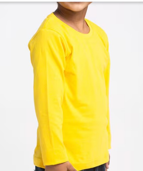 Yellow Colour Full Sleeve T Shirt For Kids Boys Size 12Y