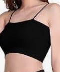 Women Black Color Crop Top Without Sleeve Size S