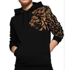 Boys Cotton Black Lion Printed T Shirt Size 15 To 16 Years