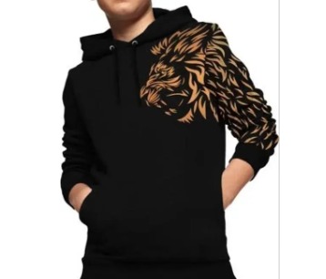 Boys Cotton Black Lion Printed T Shirt Size 15 To 16 Years