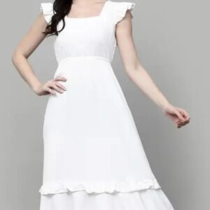 Aayu Women Maxi White Midi Calf Length Dress Size L