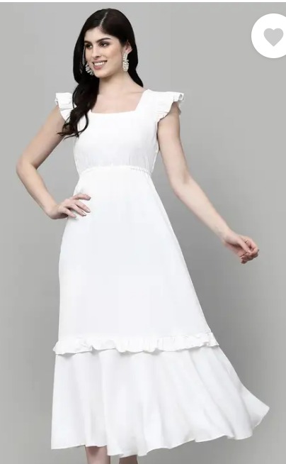 Aayu Women Maxi White Midi Calf Length Dress Size L
