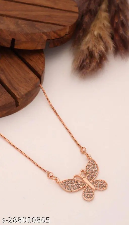Pink Silver Butterfly Pendant For Women