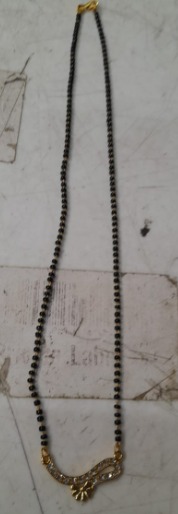 Womens Gold Plated Mangalsutra Black
