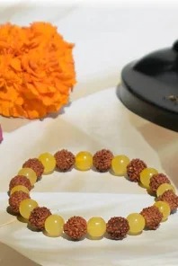Yellow And Brown Rudraksha Bracelet Pack Of 2