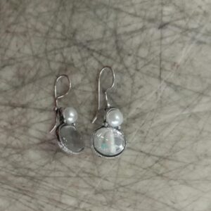 Oxidised Silver Plated Mirror Earring For Women