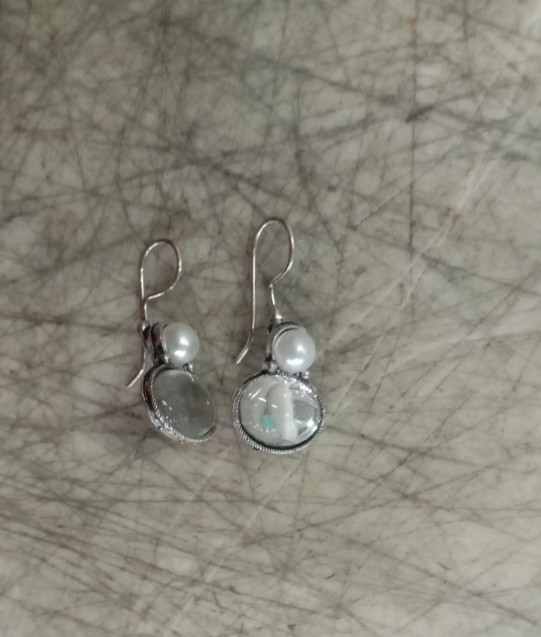 Oxidised Silver Plated Mirror Earring For Women