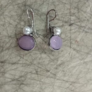 Oxidised Silver Plated Purple Pearl Earring For Women