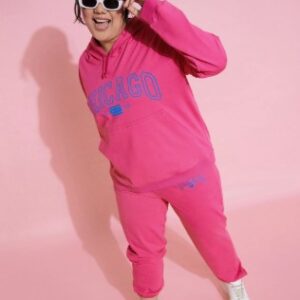 Sassafras Women Pink Chicago Terry Hoodie With Joggers Size 3Xl