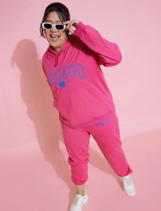 Sassafras Women Pink Chicago Terry Hoodie With Joggers Size 3Xl