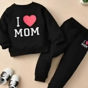 Kids Black Printed Full Sleeve T Shirt With Pant Set For Boys Size 23 Yrs