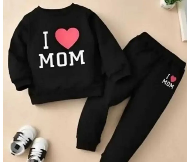 Kids Black Printed Full Sleeve T Shirt With Pant Set For Boys Size 23 Yrs