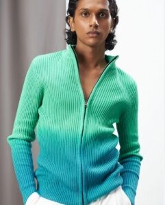 Trappin Green Ombre Wash Zipper Jacket Size S