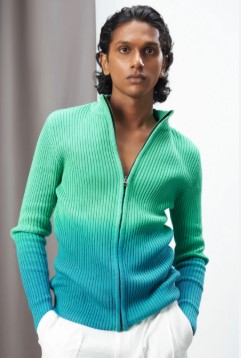 Trappin Green Ombre Wash Zipper Jacket Size S