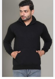 Shaun Mens Fleece Hooded Sweatshirt In Black Colour Size Xl
