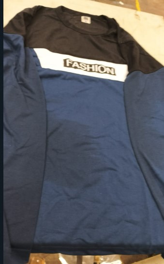 Blue And Black Colorblock Full Sleeve T Shirt For Men Size Xl
