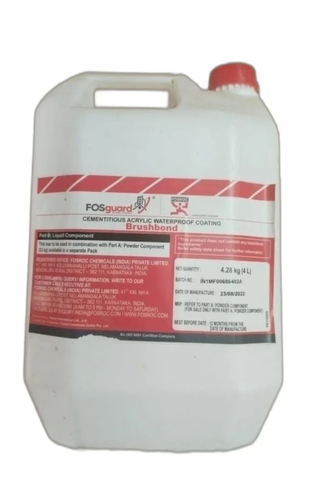 Fosroc 4L Fosroc Brushbond Cementitious Acrylic Polymer Waterproof Coating For Floors White Crystal