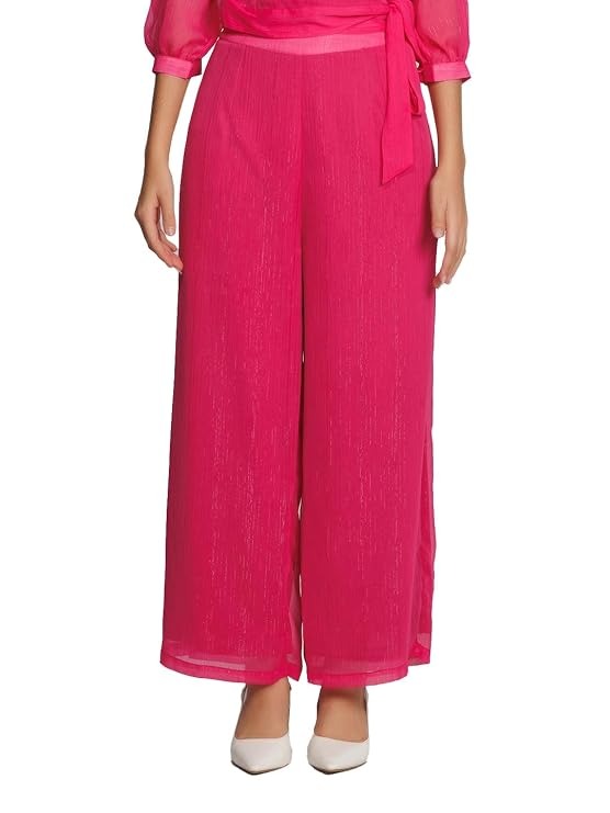 Zink London Women s Pink Solid Straight Palazzo Size L