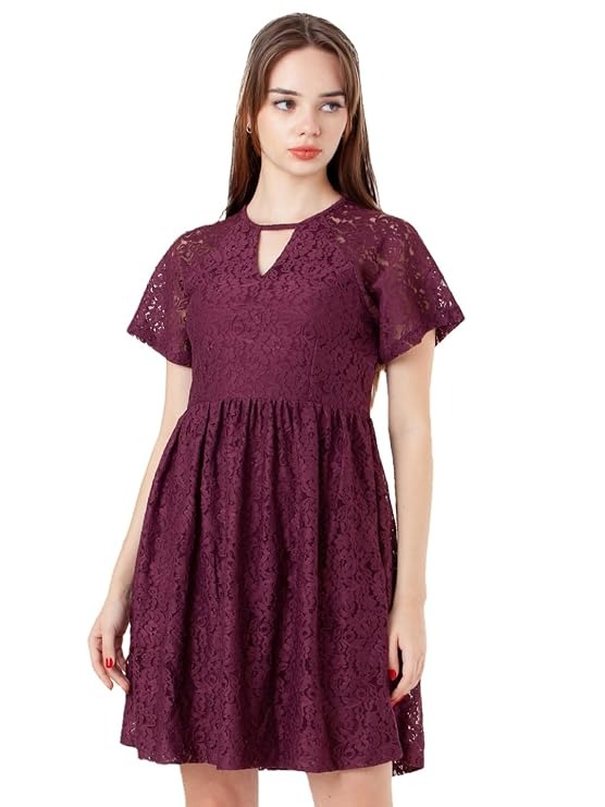 Zink London Women s Wine Laces Regular Short Dress Size M