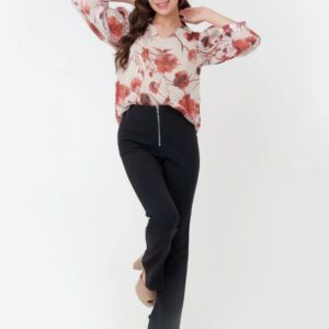 Zink London Women Bellamy Off White Printed Puff Sleeve Top Size M