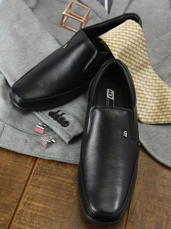 ID Men Black Slip On Formal Shoes Size 45