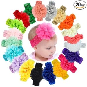 ANNA CREATIONS Baby Girls Super Stretchy Cotton Soft Multicolour Kids Premium Headbands Hair Bows for Newborns Hair Accessories 20 Pieces