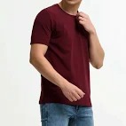 TURMS Anti Stain Anti Odor Water Repellent Crew Neck Casual T Shirt maroon colour m size