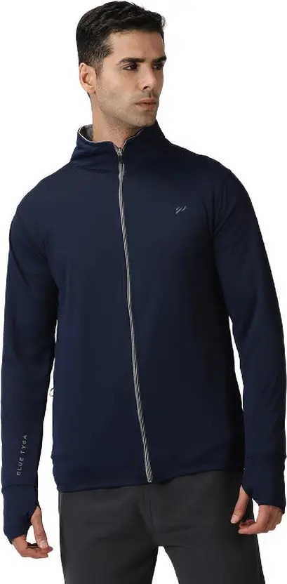 BLUE TYGA Men Solid Biker Riding Jacket blue colour xl size