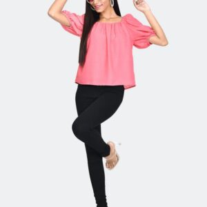 Zink London Women Emery Pink Self Design Tie Up Top Size L