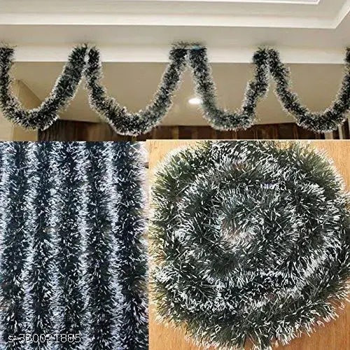 Private Label Lilone 4 Garland Ribbon Christmas Decoration String Green White