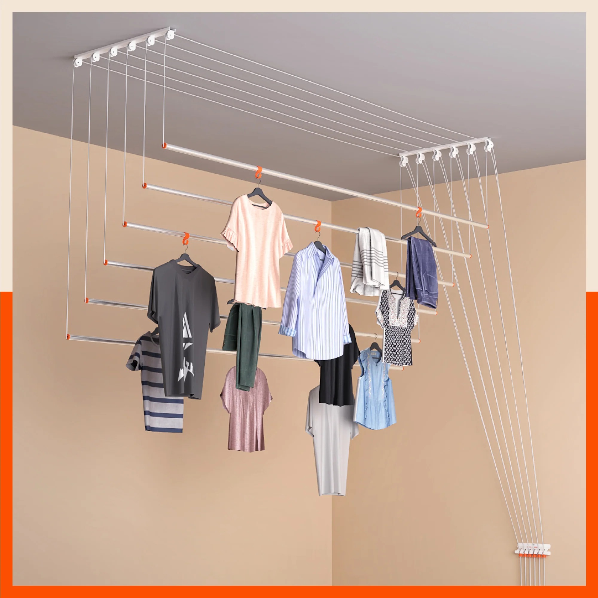 Bathla Mobidry Exa Stainless Steel Ceiling Cloth Dryer 7ft x 6 Pipes
