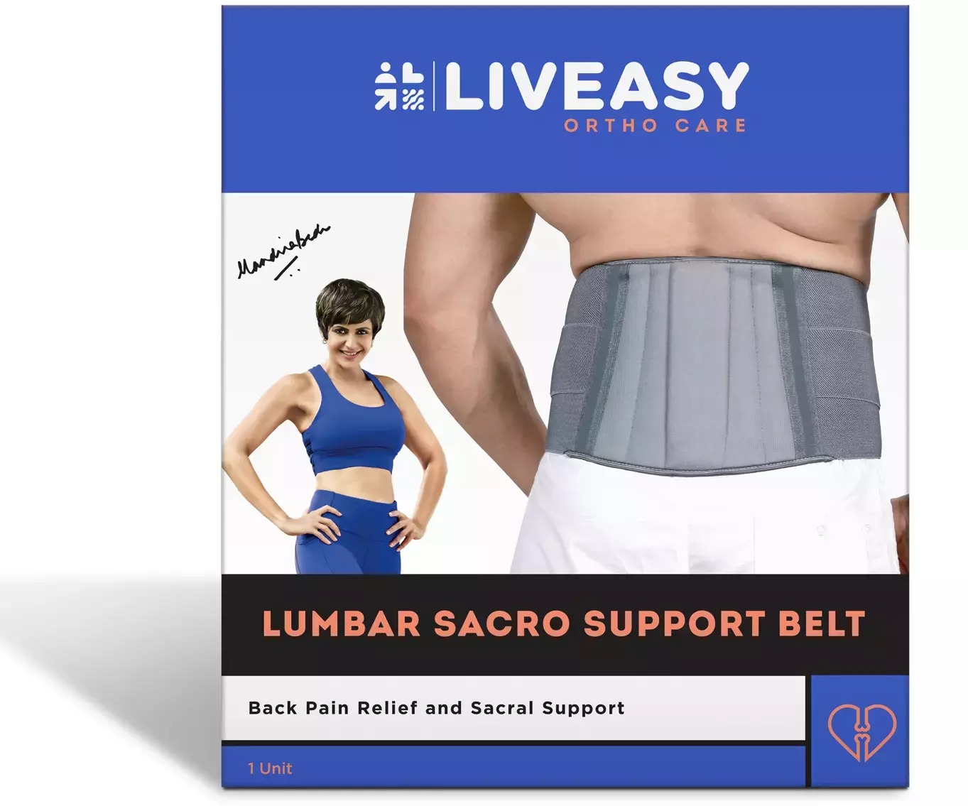 Liveasy Polyester Lumbar Sacro Support Belt grey size XL