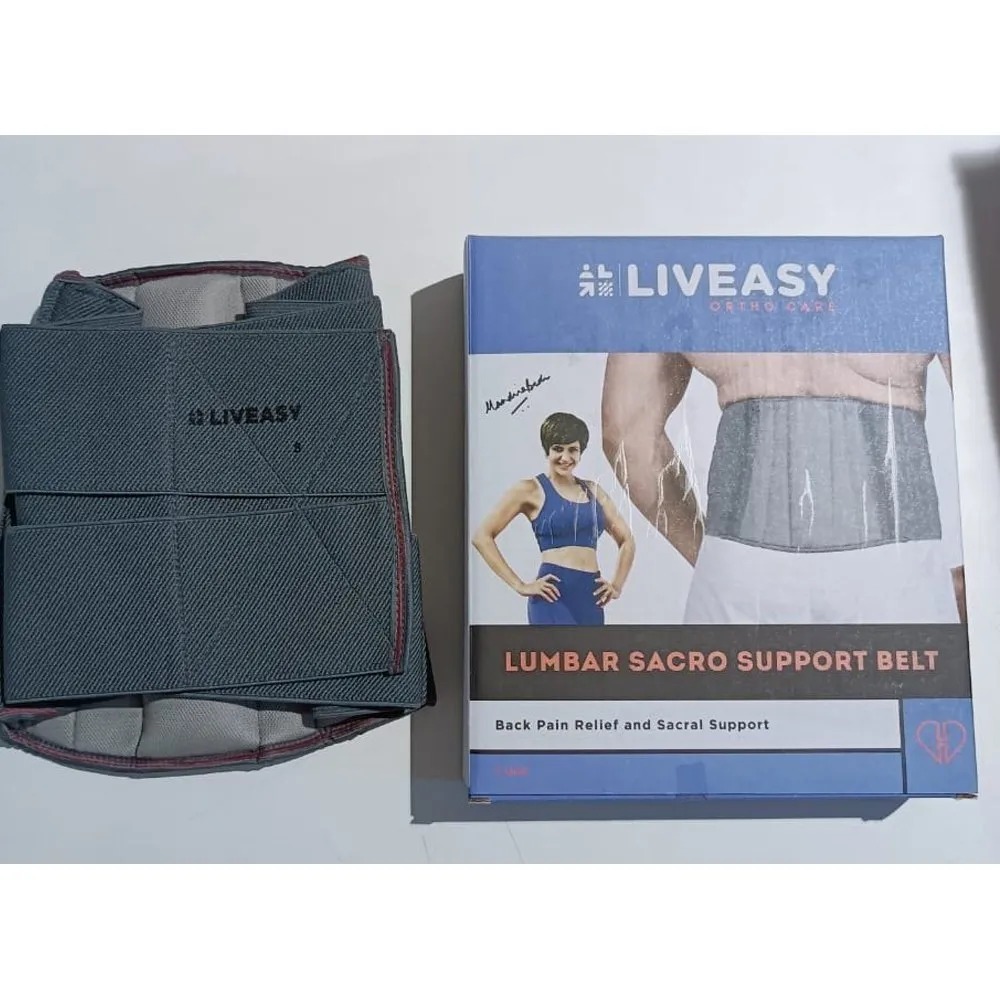 Liveasy Polyester Lumbar Sacro Support Belt grey size L