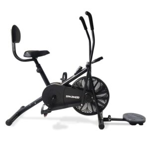 Sparnod Fitness SAB 05 T Upright Air Bike Exercise Cycle for Home Gym Dual Action Full Body Workout Adjustable Resistance Backrest Ab Twister 1yr Warranty Minor Damage
