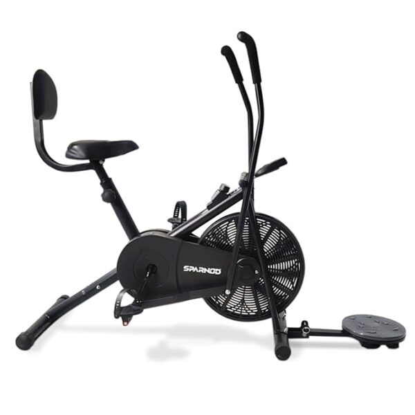 Sparnod Fitness SAB 05 T Upright Air Bike Exercise Cycle for Home Gym Dual Action Full Body Workout Adjustable Resistance Backrest Ab Twister 1yr Warranty Minor Damage