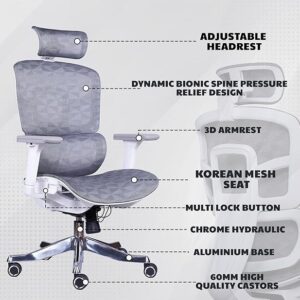 MRC EXECUTIVE CHAIRS ALWAYS INSPIRING MORE Aero Ergonomic High Back Korean Mesh Office Pu Armrests Multi Lock Synchro Mechanism Aero Mesh Seat Grey White